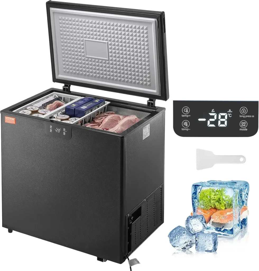 Congelador horizontal, congelador compacto de 5,4 pies cúbicos / 153 L, congeladores compactos de puerta abierta superior independiente con 2 cestas extraíbles