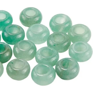 20 piezas cuentas de Aventurina verde con agujero grande, cuentas de piedra europea a granel de 14mm, cuentas redondas europeas Rondelle macramé sueltas para kit de fabricación