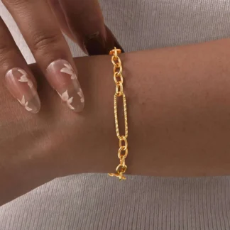 Prjewel-pulseras de cadena K hechas a mano con clip de papel, pulsera Simple de acero inoxidable chapada en oro para mujer, joyería, regalo para el día de la madre, nuevo