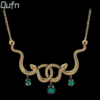 Collar de serpiente de Medusa Vintage, colgante de doble Serpiente, Gargantilla de Metal de Color dorado, amuleto gótico, joyería de moda