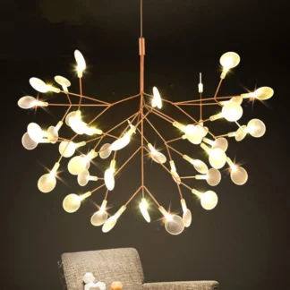 Candelabro de anillo nórdico para sala de estar, cocina, pasillo, candelabros Heracleum posmodernos, lámpara de luciérnaga con diseño de rama negra/oro rosa