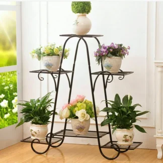 Soporte de Metal para maceta, estante de exhibición para plantas de interior y exterior, estante de jardín, soportes para flores, soporte para plantas escalonadas