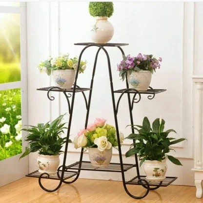 Soporte de Metal para maceta, estante de exhibición para plantas de interior y exterior, estante de jardín, soportes para flores, soporte para plantas escalonadas