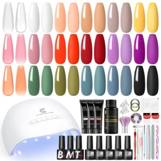 Kits de manicura Coscelia con lámpara para uñas, 15 Uds., 7ML, esmalte de uñas en Gel, 3 uds., 10ML, Gel de extensión de poliéster, pegatina francesa para uñas para mujeres