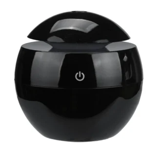 Humidificador de aire portátil, difusor USB ultrasónico, luz LED nocturna, difusor eléctrico de aceites esenciales, Humidificador negro de aromaterapia