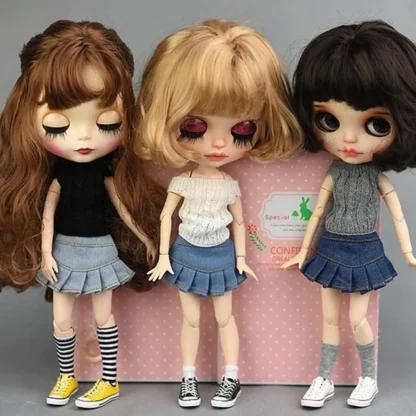 Accesorios para muñecas, ropa para muñecas de estilo moderno, pantalones vaqueros, traje exquisito para muñecas, Tops, suéter, falda de muñeca de lana, vestido Azone Licca