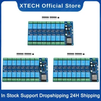 XTECH-Módulo de relé de 3X 16 canales, fuente de alimentación de DC5-12V, placa de desarrollo ESP32, módulo de desarrollo secundario de ESP32-WROOM