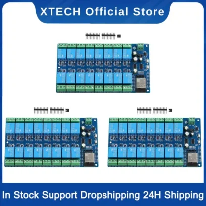 XTECH-Módulo de relé de 3X 16 canales, fuente de alimentación de DC5-12V, placa de desarrollo ESP32, módulo de desarrollo secundario de ESP32-WROOM