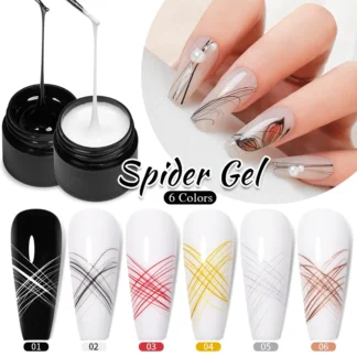 BOZLIN esmalte de uñas de Gel Spider Wire, delineador de pintura de flores, barniz de arte de Gel para uñas, negro, blanco, rosa, oro, plata, diseño de telaraña, 5ml