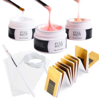 Gel de extensión de uñas, puntas de cepillo, conjunto de formas, Gel UV de construcción, Kits de fibra de vidrio de doble forma, esmalte rosa claro desnudo, Gel UV polivinílico de construcción rápida