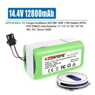 Batería de iones de litio de 14,4 V y 12800mAh para Conga, 990, 1090, Tesvor X500, Ecovacs, Deebot N79, N79S, DN622, Eufy, RoboVac 11, 11S, RoboVac 30