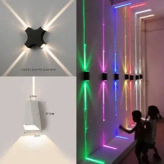 Decorar línea de lámparas de pared LED AC110V-240V 6W 12W luz de pared de aluminio interior exterior IP65 iluminación rojo azul verde lámpara de pared