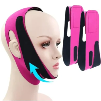 2 uds correa de Estiramiento facial reutilizable línea en V vendaje adelgazante facial cómodo para moldeador de barbilla doble, cinturón para levantar mejillas para dormir