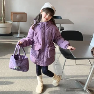 Chaqueta de invierno para niños y niñas, abrigo grueso con diamantes, abrigo de algodón para adolescentes, chaquetas ajustadas de moda TR212, novedad de 2024