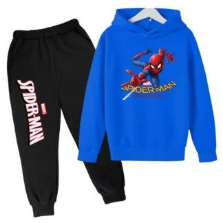 Ropa para niños con capucha, sudadera con estampado de araña de dibujos animados, Top + Pantalones, jersey para niños y niñas de 3 a 12 años, conjunto informal de abrigo deportivo encantador
