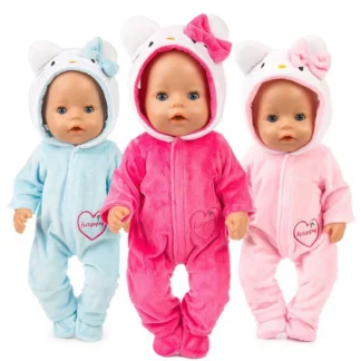 Conjunto de ropa para muñeca americana Popular de 18 pulgadas/45cm, compatible con muñeca Reborn, ropa de gato rosa, azul y rojo, pijama, accesorio, ropa para muñeca, regalo para niña