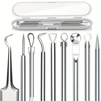 Extractor de comedones para espinillas, Kit de pinzas para espinillas curvadas, profesional, de acero inoxidable, para eliminación de imperfecciones de acné y espinillas, 5 uds.