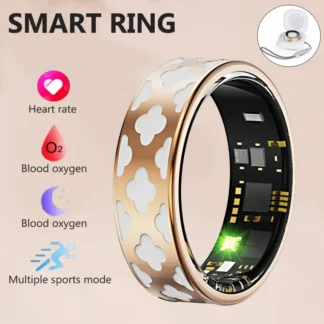 Anillo inteligente para hombres y mujeres con estuche de carga, monitor de ritmo cardíaco, oxígeno en sangre, salud y sueño, resistente al agua hasta 5ATM, deporte para Android IOS