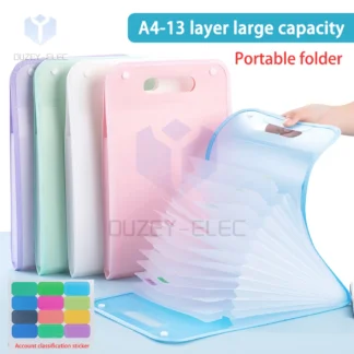 A4 Carpeta de archivos de papel Bolsa de órgano de mano vertical Gran capacidad Bolsa de almacenamiento de clasificación de expansión multicapa Carpeta Datos del estudiante