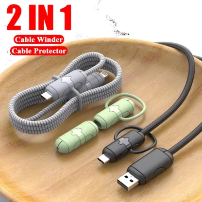 Protector de Cable Flexible de silicona, cubiertas protectoras para enrollador de Cable antirotura, Protector de Cable de datos para ratón para IOS tipo C Android