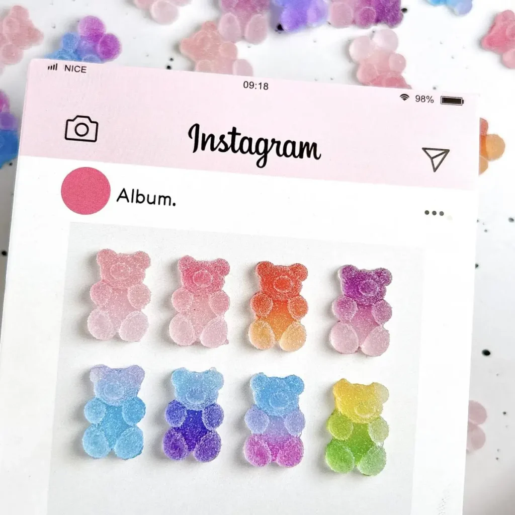 Mezcla aleatoria de resina 3D, bonito oso esmerilado colorido, dijes para uñas, decoración artística de uñas en forma de oso degradado Kawaii para manicura DIY