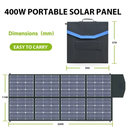 Conjunto de panel solar portátil impermeable plegable Sukflow 22,4 V 400 W adecuado para equipos de acampada en el hogar y cargador de viaje