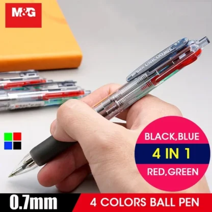 M & G 3 uds 4 bolígrafo de colores bolígrafo colorido 0,7mm rojo verde azul negro recarga papelería escuela Cancillería suministros de oficina