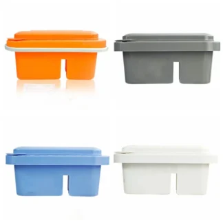 Cubo de cepillo multifuncional 3 en 1, caja de pintura multiusos Rectangular, plástico portátil, paleta azul, pintura al óleo