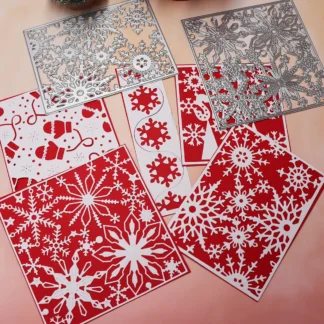 Troqueles de corte de Metal con fondo de copo de nieve de Navidad, artesanías en relieve para álbum de recortes, tarjetas de felicitación, cuchillo, molde, plantilla perforadora troquelada