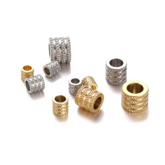 10 Uds. De cuentas sueltas de acero inoxidable, cuentas espaciadoras con agujero grande, colgantes para pulsera DIY, collar, accesorios para hacer joyas