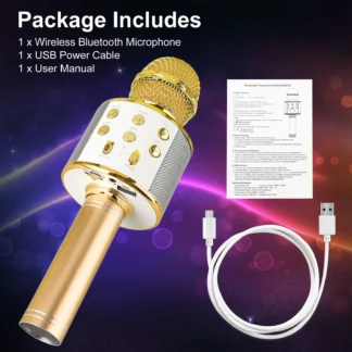 Micrófono de mano inalámbrico Bluetooth Micrófono USB de karaoke portátil