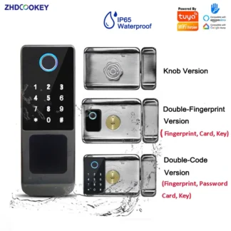 Cerradura de puerta de borde de doble cara TTlock Tuya WiFi, códigos de tarjetas biométricas con huella dactilar, aplicación para puerta de casa, cerraduras de puerta inteligentes exteriores impermeables