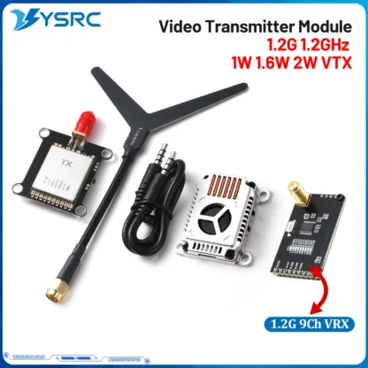 Módulo transmisor de vídeo conmutable VTX 1,2G 1,2 GHz 1W 1,6 W 2W 1,2G 9CH VRX 1200mhz receptor de vídeo con antena para Drones FPV