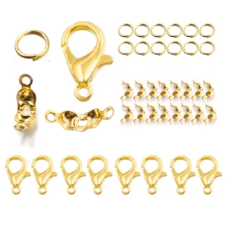 100 Uds. Cierres de langosta con conector de anillos de salto tapas de cuentas de extremo de engarzado para pulseras DIY collar conjunto de accesorios para hacer joyería