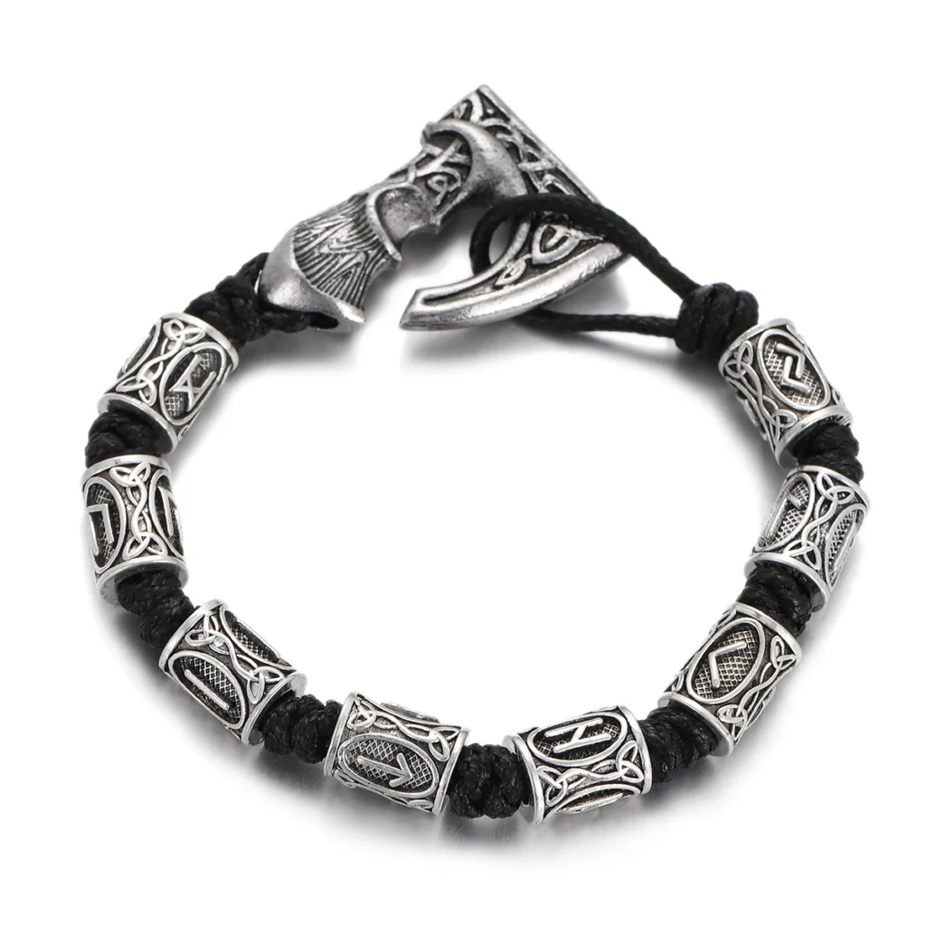 Pulseras envolventes de runas vikingas Vintage para hombre, pulsera de cuerda de Paracord de supervivencia trenzada hecha a mano, regalo de joyería para hombre
