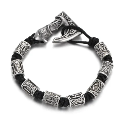 Pulseras envolventes de runas vikingas Vintage para hombre, pulsera de cuerda de Paracord de supervivencia trenzada hecha a mano, regalo de joyería para hombre