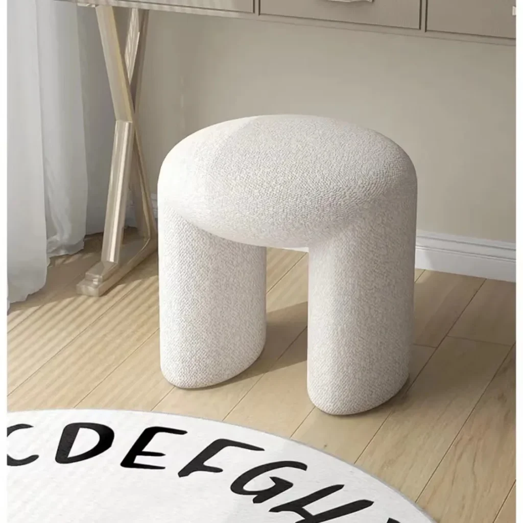 Neozбел Дьля Д®ма PUF otomano suave y bonito taburete de tocador para zapatos Simple PUF de maquillaje redondo pequeño reposapiés forro polar de Cachemira 45x45x46,5 cm