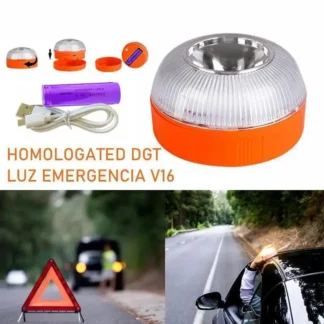 Luz intermitente de explosión V16 recargable, luz LED de ayuda de emergencia, luz de Flash estroboscópica de inducción magnética, luz de advertencia intermitente para coche