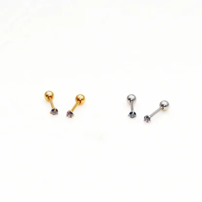 Pendientes de tuerca con parte trasera de tornillo de acero inoxidable de 20G con Super Mini pendiente de circonitas de colores de 2mm chapado en IP sin alergias