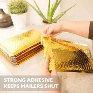 Bolsas de sobres doradas gruesas, 50 piezas, impermeables, acolchadas, para embalaje de correo de burbujas
