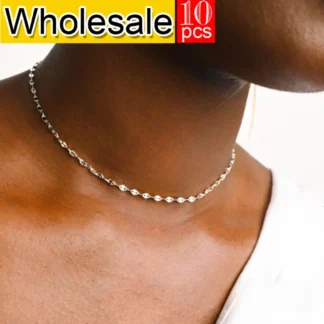 Collar con colgante de acero inoxidable para mujer, gargantilla de cadena chapada en oro, 10 piezas, venta al por mayor o envío directo