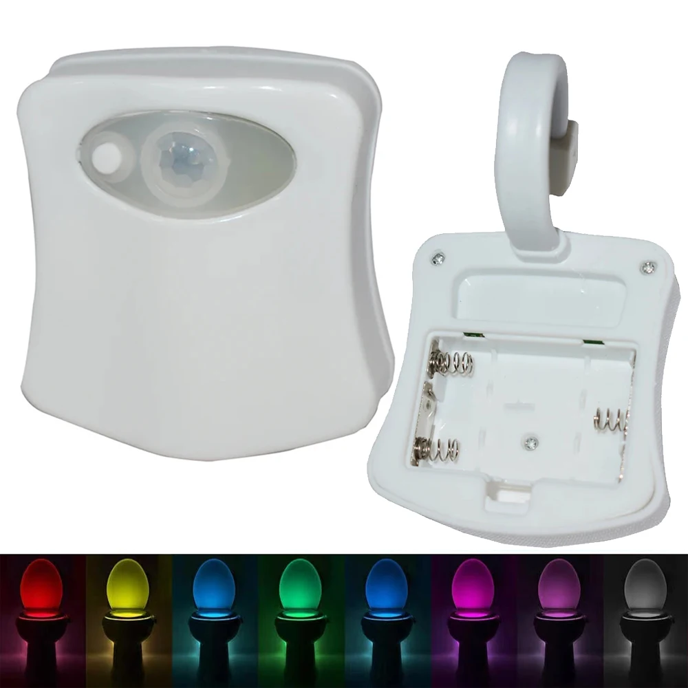 Luz de baño LED de color con sensor humano luz nocturna, asiento del tazón del baño retroiluminación, luz nocturna para niños del baño