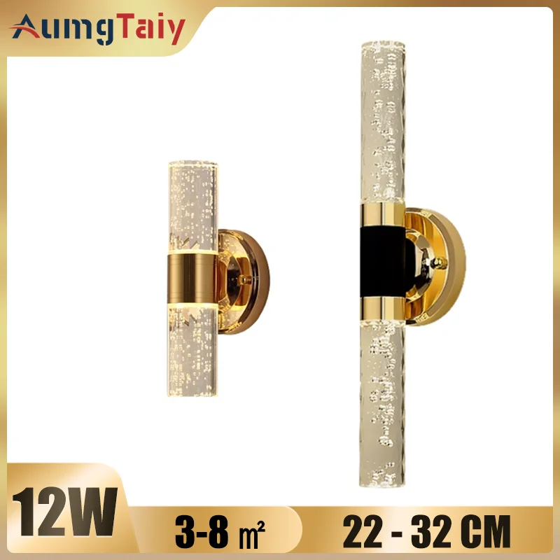 Hogar Lámpara de pared Vanity de 2 luces 24W, luz para espejo, accesorios de interior, aplique de burbuja de acrílico para baño, dormitorio, pasillo apliques pared interior espejos de baño aplique pared lampara de pie