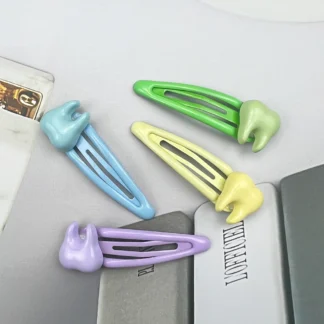 Horquillas coloridas con forma de diente, horquillas divertidas para niñas y mujeres, accesorios para el cabello Y2k, tocado de dentista, 1 par