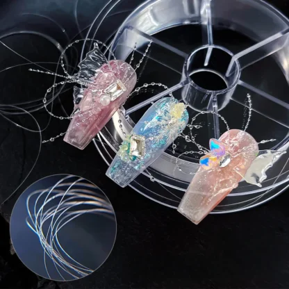 Alambre transparente para uñas de 100m, utilizado para decoración de uñas, diseño de alas de mariposa de cristal, accesorios de decoración de uñas, fino y transparente