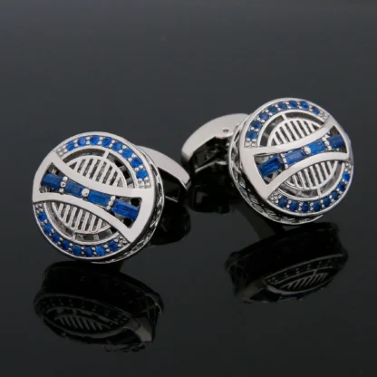 Gemelos de moda para hombre con lujoso circón, diseño calado, botones de camisa, tachuelas de manga, accesorios de boda de negocios