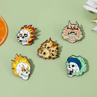 Alfileres esmaltados de esqueleto de llama, broches góticos personalizados, insignia de solapa, accesorios de moda, mochila, regalos de joyería al por mayor, precio al por mayor