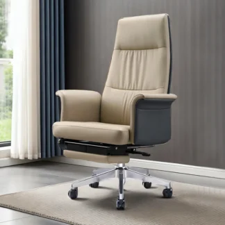 Silla de oficina reclinable de moda Boss Manager, computadora doméstica sencilla y moderna, silla de cuero para el almuerzo, sedentaria y no T