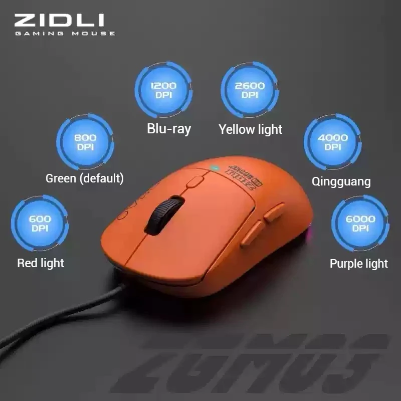 Ratón Gamer Zidli Zgm03, ratón ligero con cable, ratón portátil retroiluminado Rgb, ratón para juegos Esports de 6000dpi para Pc, portátil, regalos