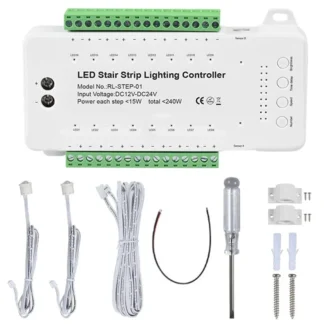 Controlador de escalera de luz Led de ABSS-16 canales 2 PIR para tira de luz LED COB Flexible para interiores